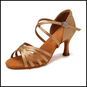 Satin Latin Dance Shoes 3 Inch Heel Ballroom Salsa Practice Elegant